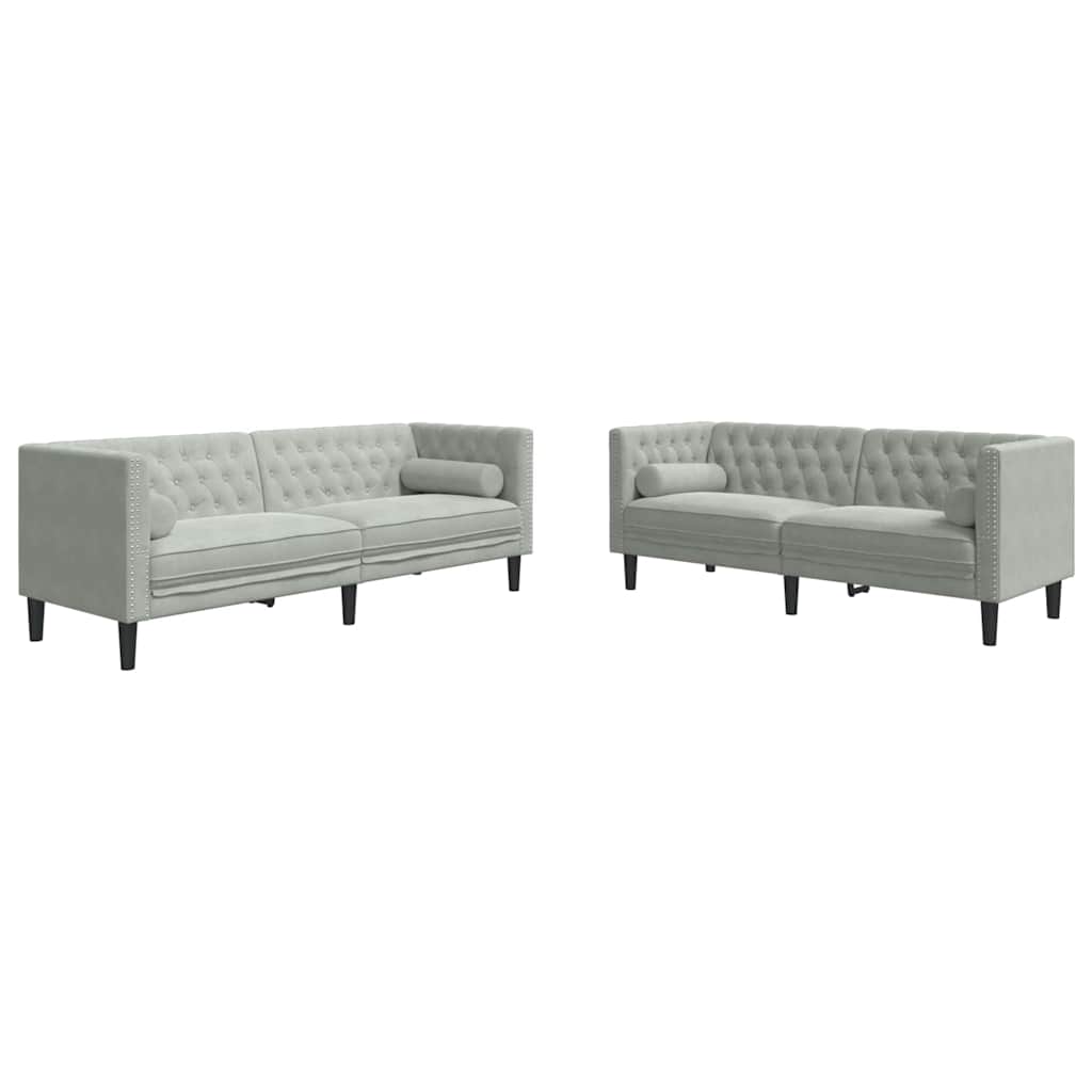 Canapé de salon 2 pcs Gris clair 194 x 74,5 x 70,5 cm Velours - XIOS