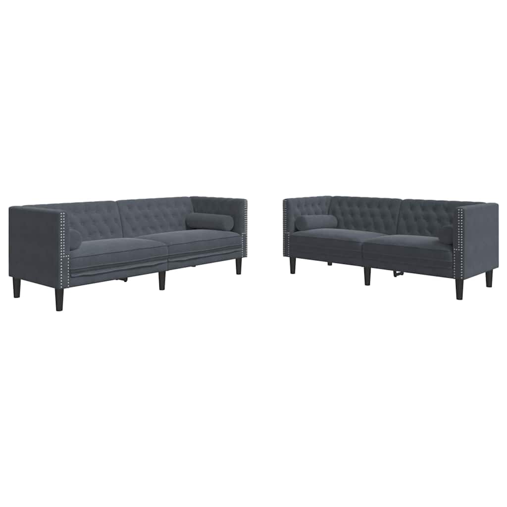 Canapé de salon 2 pcs Gris foncé 194 x 74,5 x 70,5 cm Velours - XIOS