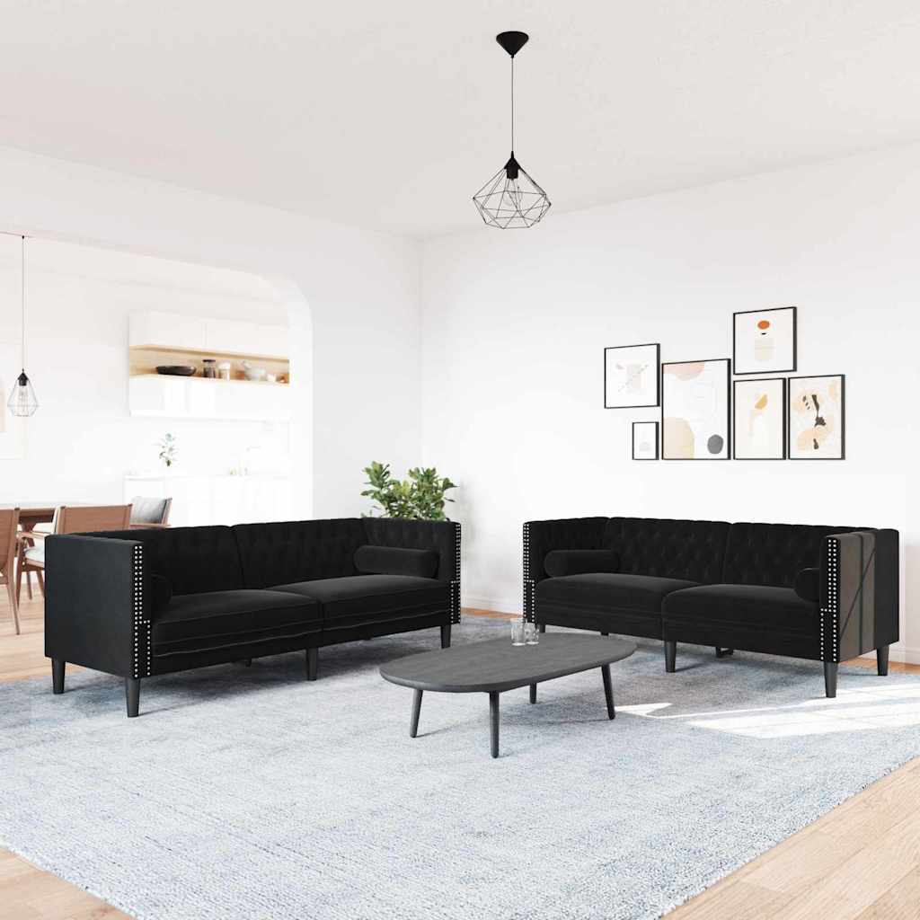 Canapé de salon 2 pcs Noir 194 x 74,5 x 70,5 cm Velours