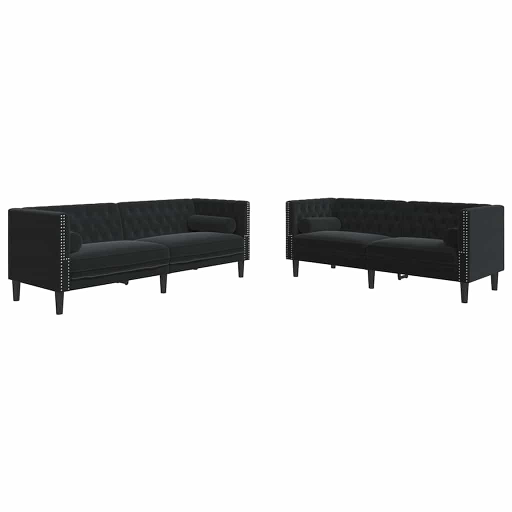 Canapé de salon 2 pc Noir Velours