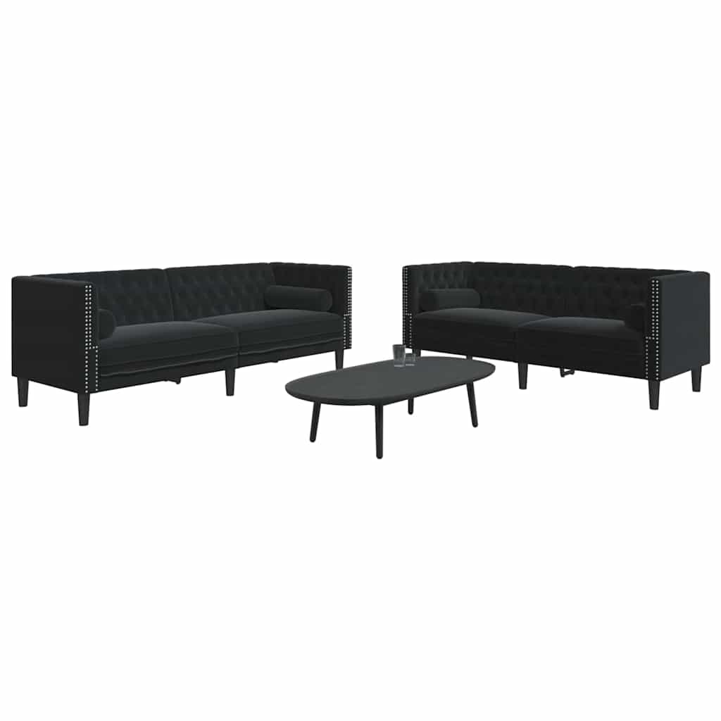 Canapé de salon 2 pc Noir Velours