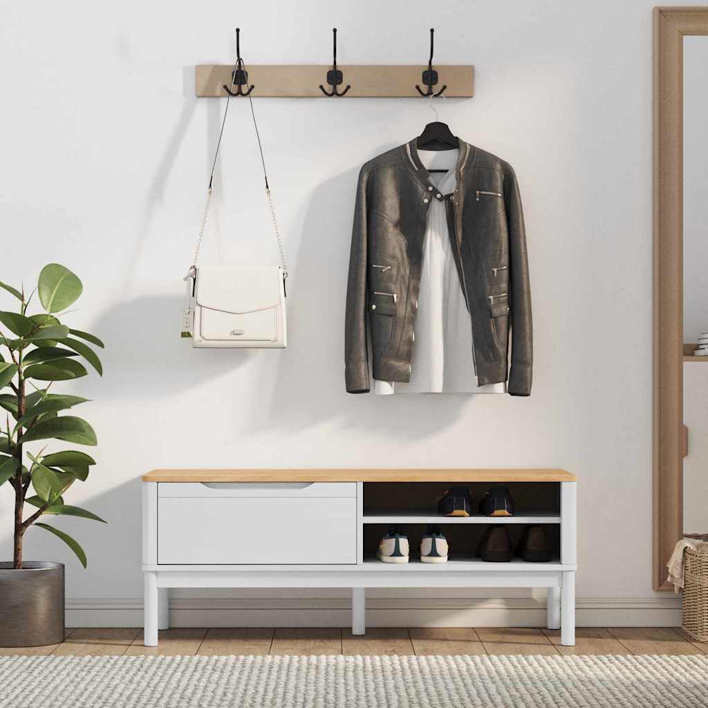 Banc de couloir Blanc 115 x 40 x 45 cm Bois de Pin Massif - XIOS