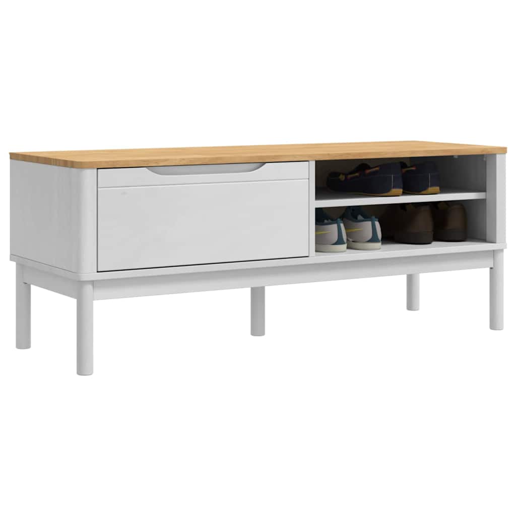 Banc de couloir Blanc 115 x 40 x 45 cm Bois de Pin Massif - XIOS