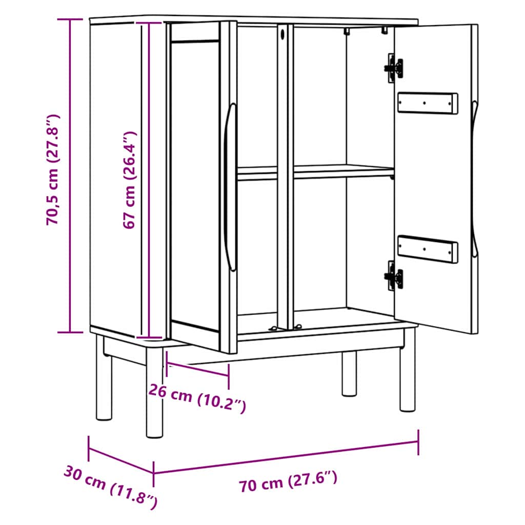 Buffet FLORO Cire marron 70 x 30 x 70,5 cm Bois de Pin Massif - XIOS