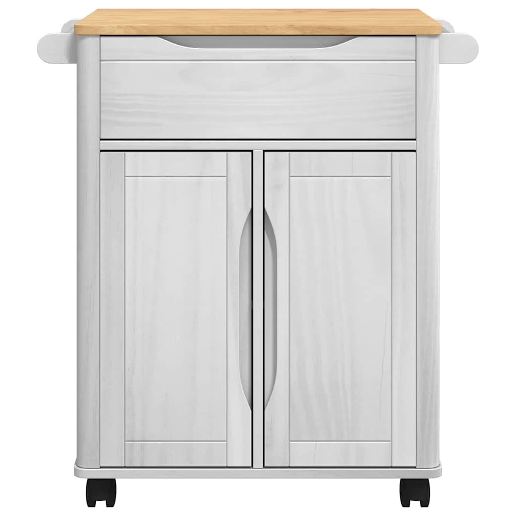 Chariot de cuisine Blanc 72,5 x 45 x 80 cm Bois de Pin Massif - XIOS