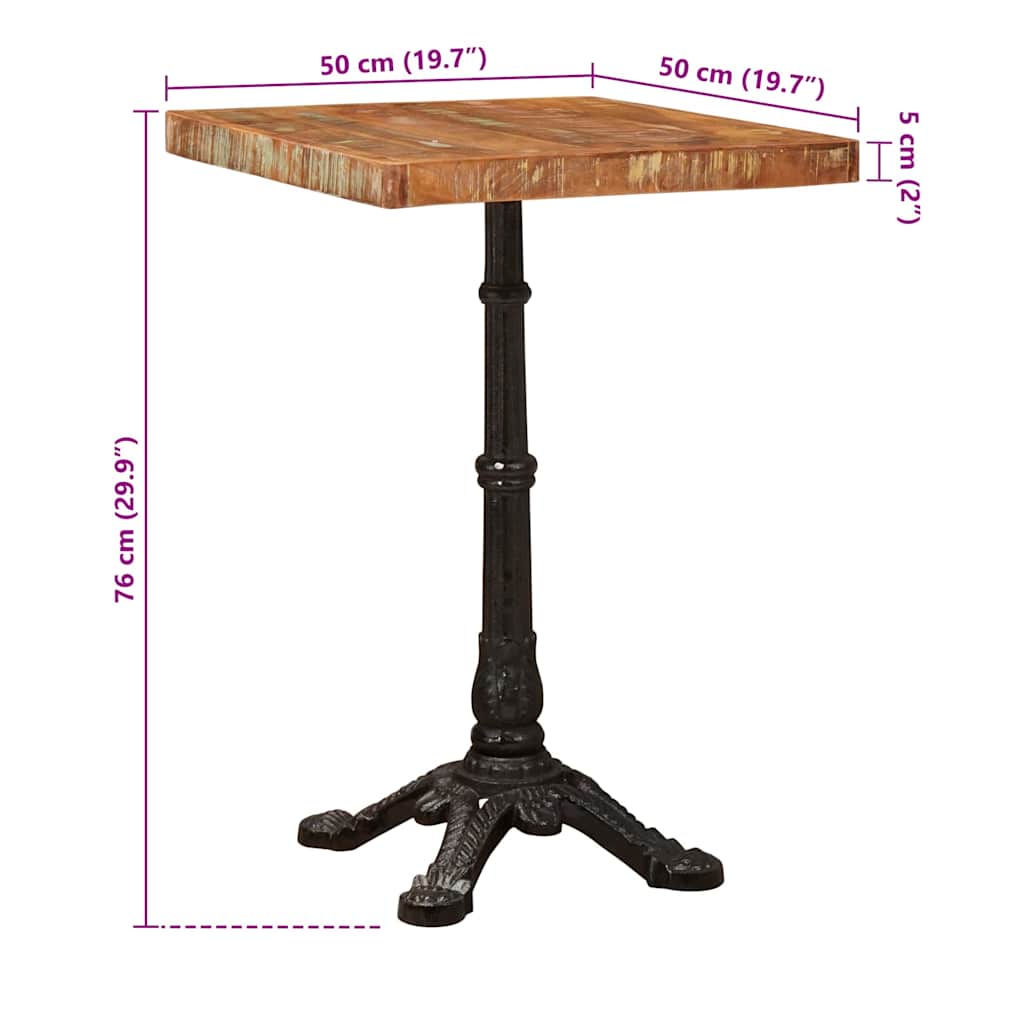Table bistrot Marron 50 x 50 x 76 cm Bois Recyclé Solide - XIOS