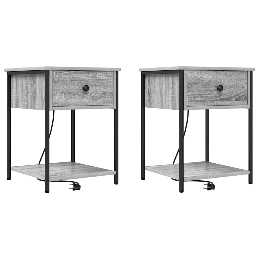 Cabinet de chevet avec tiroir 2 pcs Sonoma gris 42 x 41 x 56 cm