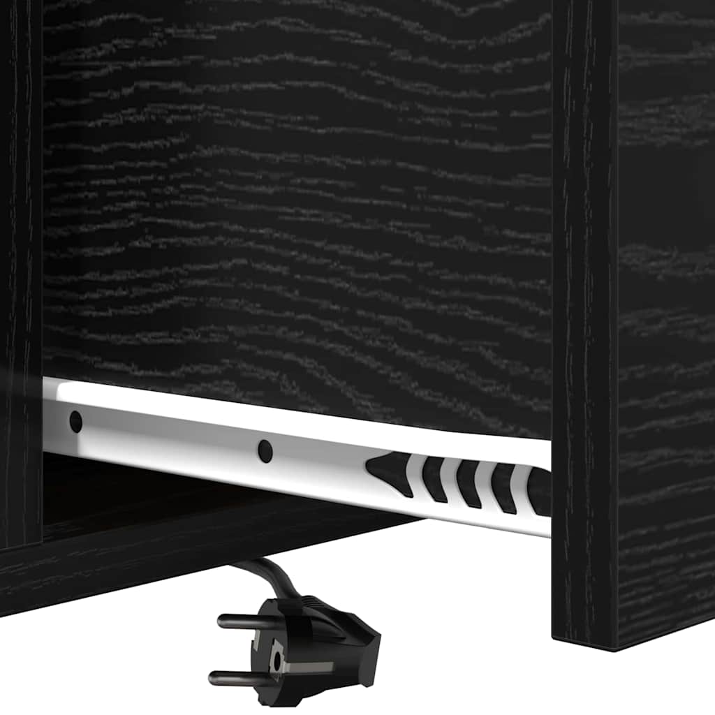 Table de nuit avec station de chargement avec tiroir Chêne noir