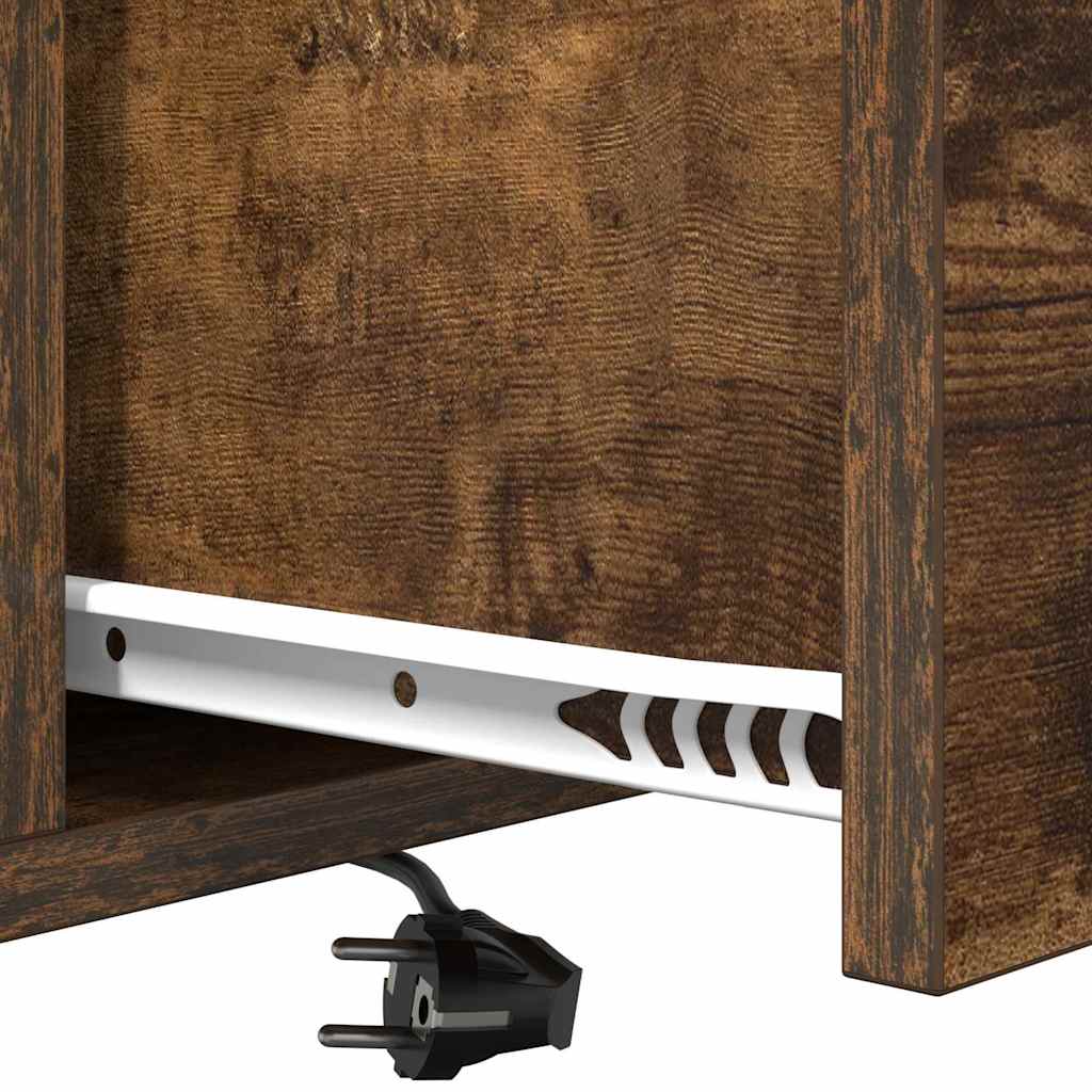 Table de nuit avec station de chargement avec tiroir Chêne fumé