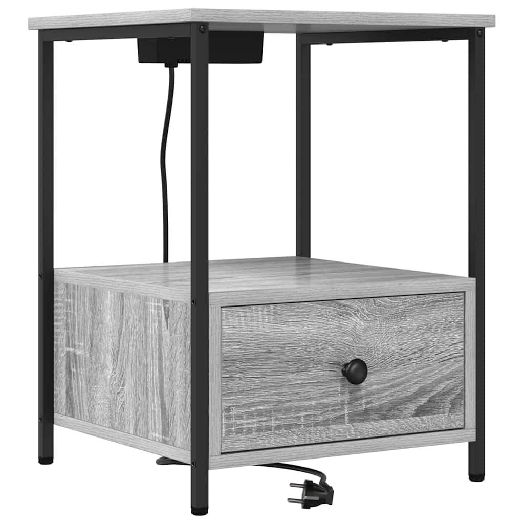 Table de nuit avec station de chargement Sonoma gris