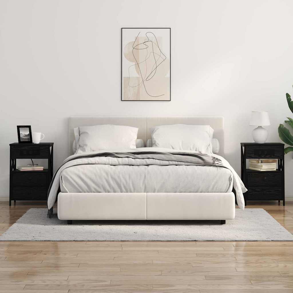 Cabinet de chevet avec tiroir 2 pcs Chêne noir 40 x 31 x 60 cm