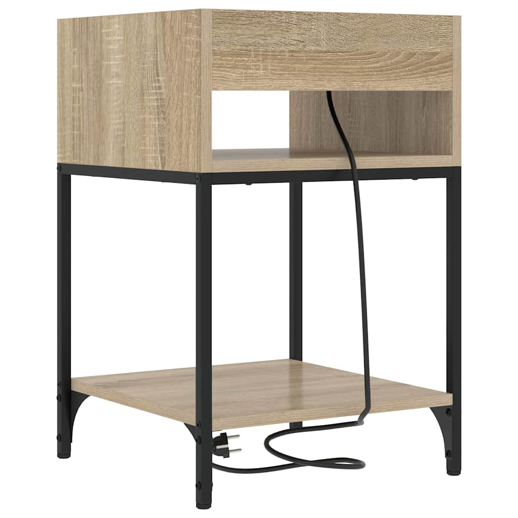 Table de chevet avec étagère 2 pcs Chêne sonoma 40 x 40 x 61 cm