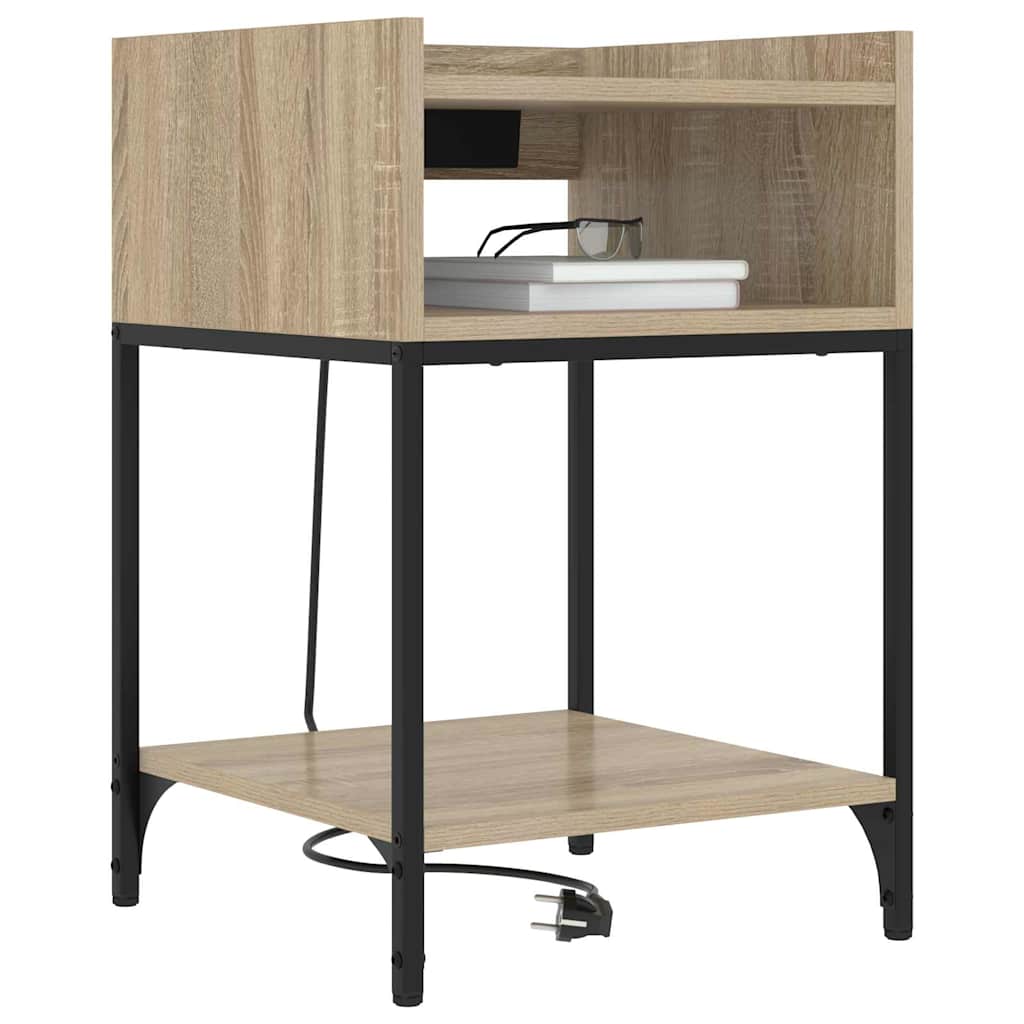 Table de chevet avec étagère 2 pcs Chêne sonoma 40 x 40 x 61 cm