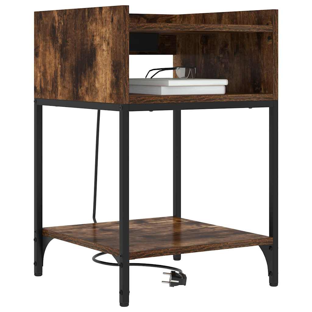 Table de chevet Chêne fumé 40 x 40 x 61 cm Bois d'ingénierie