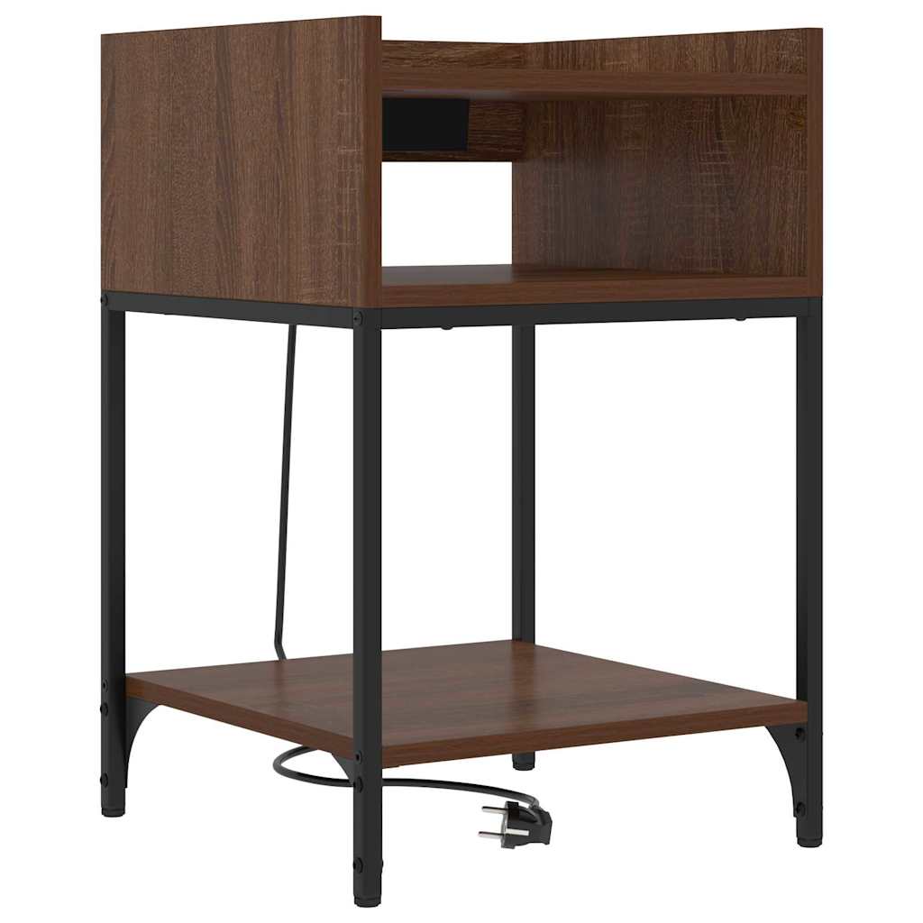 Table de chevet avec étagère 2 pcs Chêne marron 40 x 40 x 61 cm