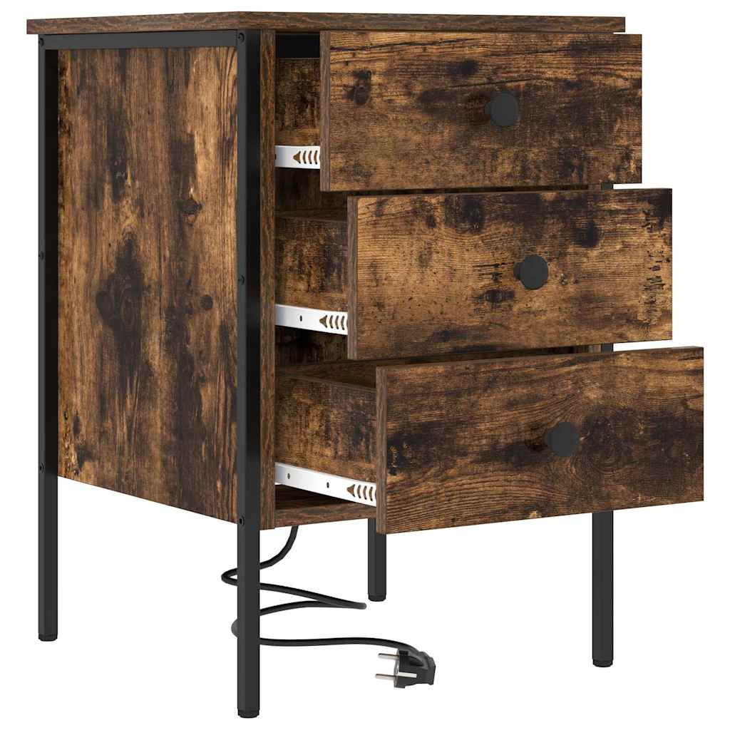Cabinet de chevet avec tiroir 2 pcs Chêne fumé 42 x 41 x 61 cm