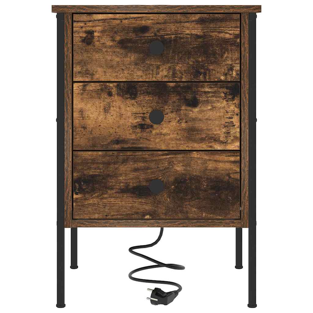 Cabinet de chevet avec tiroir 2 pcs Chêne fumé 42 x 41 x 61 cm
