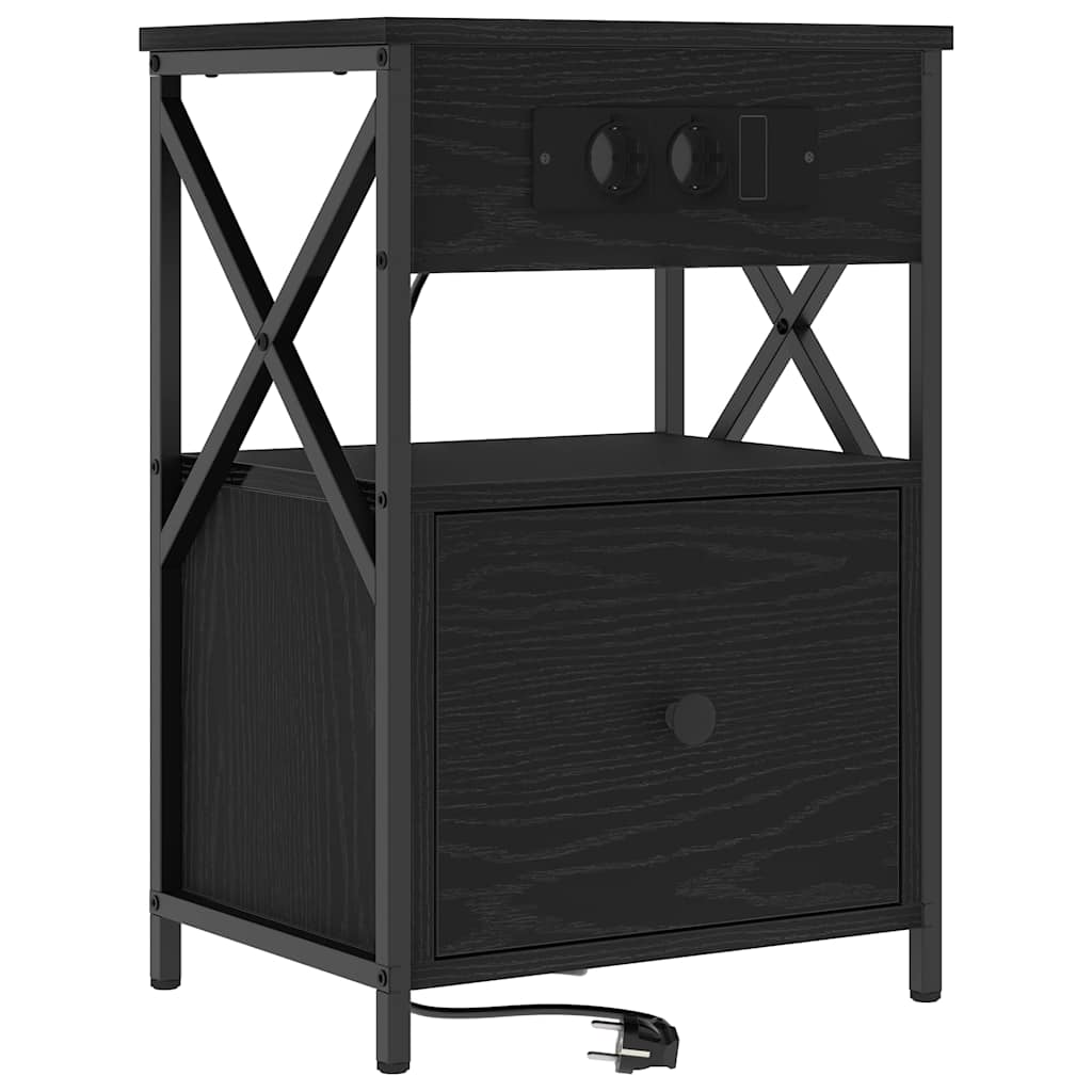 Cabinet de chevet avec tiroir 2 pcs Chêne noir 40 x 31 x 60 cm