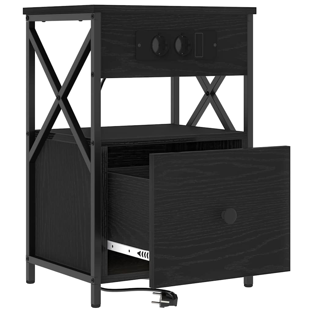 Cabinet de chevet avec tiroir 2 pcs Chêne noir 40 x 31 x 60 cm