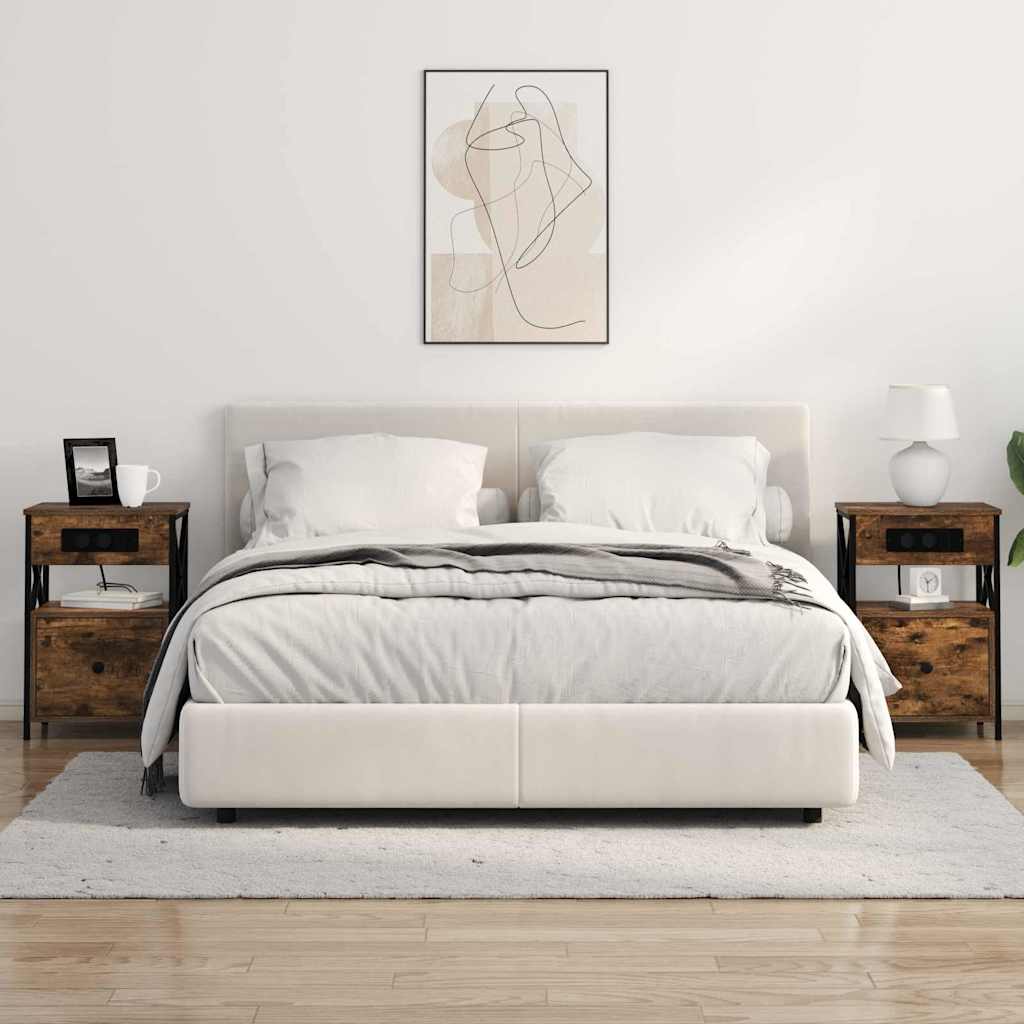 Cabinet de chevet avec tiroir 2 pcs Chêne fumé 40 x 31 x 60 cm