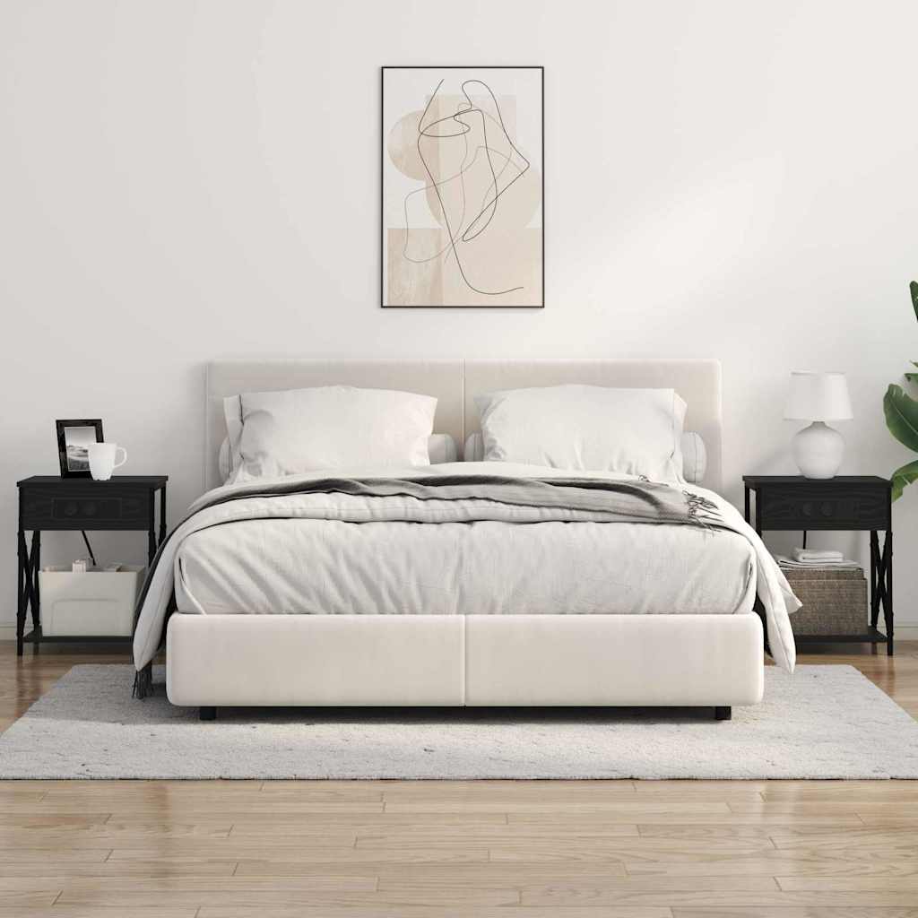 Table de nuit avec station de chargement Chêne noir