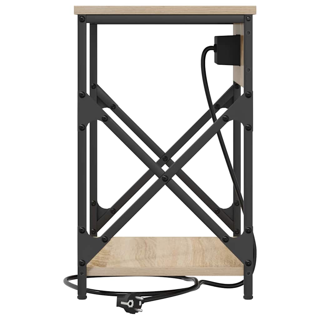 Table de nuit avec station de chargement 2 pcs Chêne sonoma