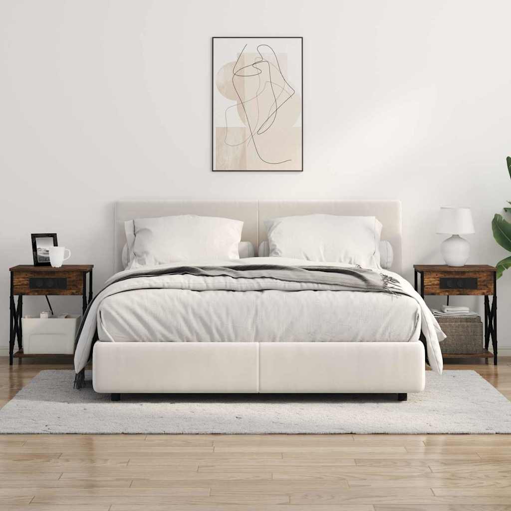 Table de nuit avec station de chargement 2 pcs Chêne fumé