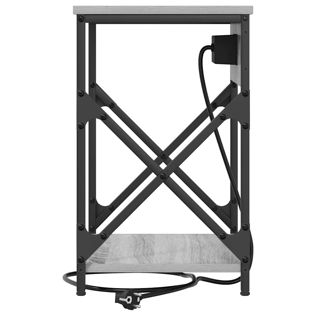 Table de nuit avec station de chargement 2 pcs Sonoma gris