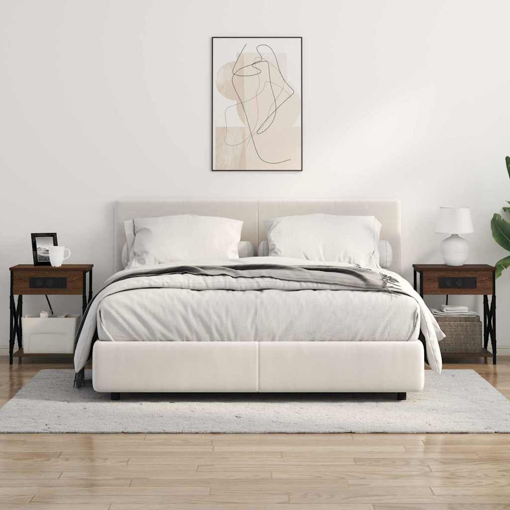 Table de nuit avec station de chargement Chêne marron