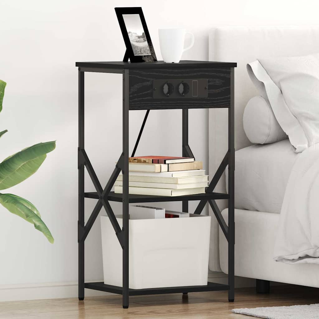 Cabinet de chevet avec étagère 2 pcs Chêne noir 41 x 31 x 76 cm