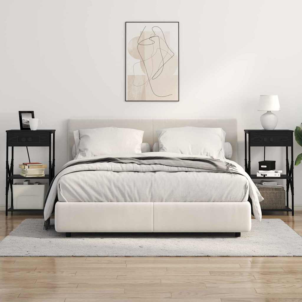 Cabinet de chevet avec étagère 2 pcs Chêne noir 41 x 31 x 76 cm