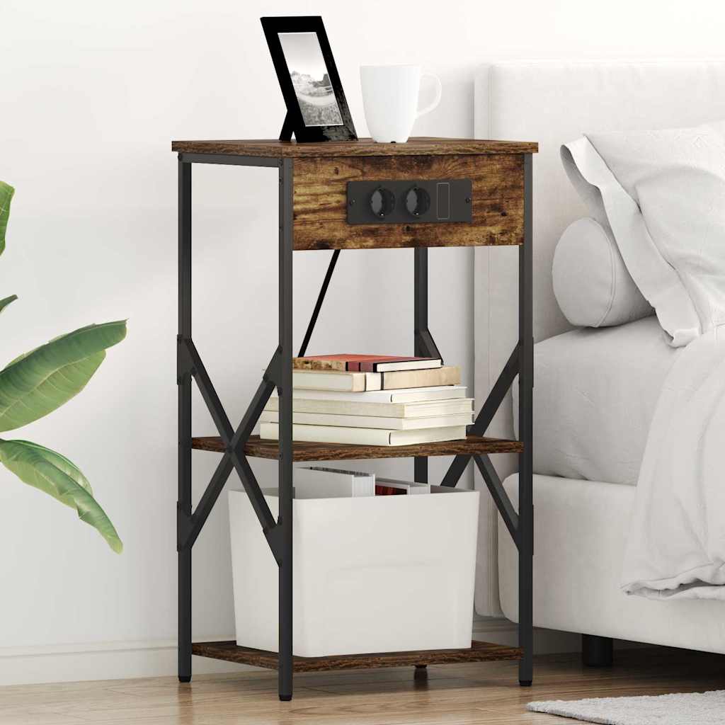 Cabinet de chevet Chêne fumé 41 x 31 x 76 cm Bois d'ingénierie