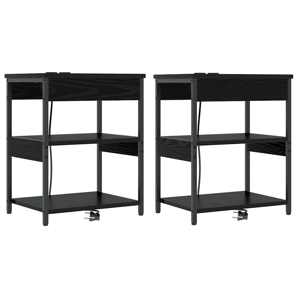 Cabinet de chevet 2 pcs Chêne noir Bois d'ingénierie