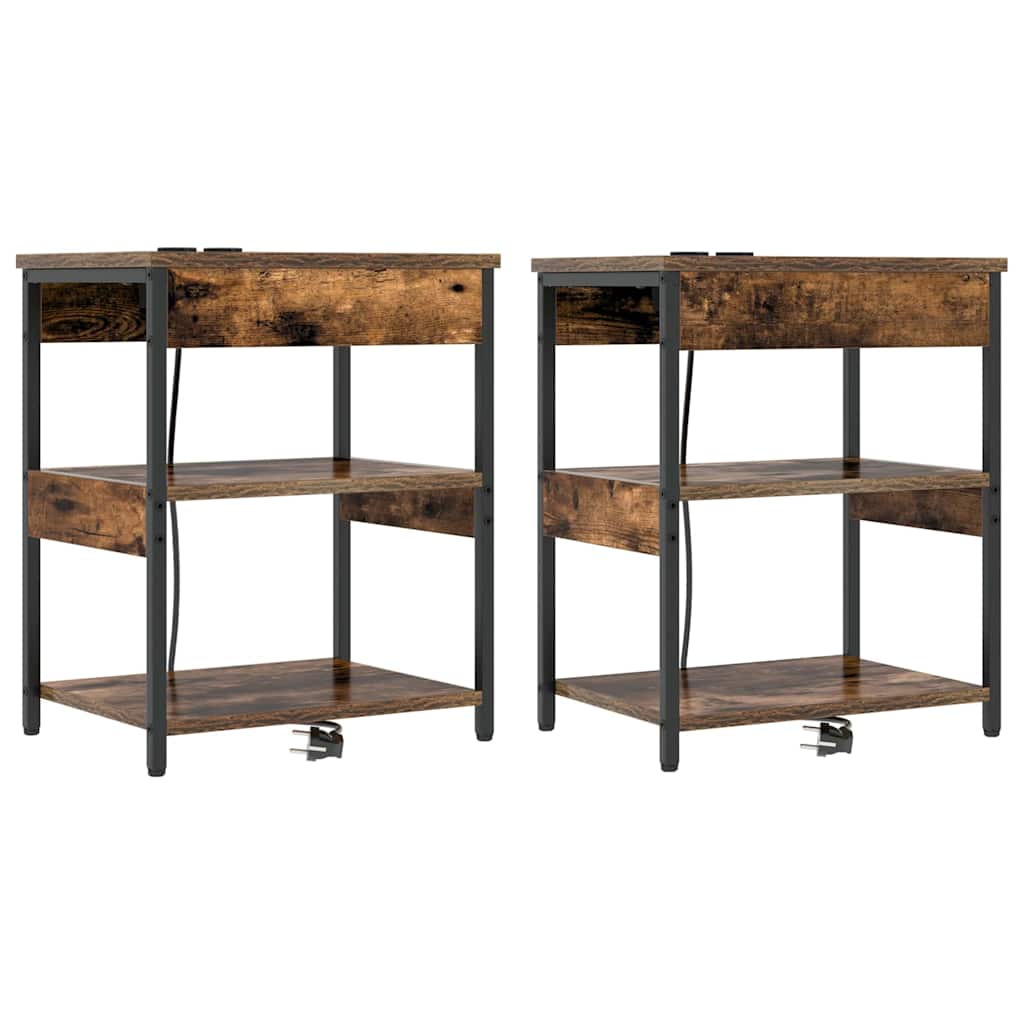 Cabinet de chevet 2 pcs Chêne fumé Bois d'ingénierie - XIOS