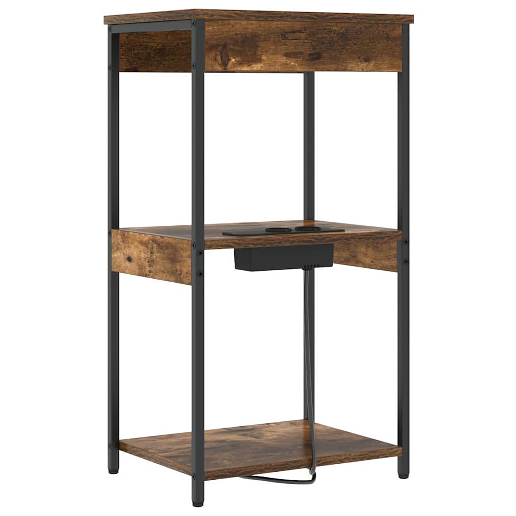 Table de nuit avec station de chargement Chêne fumé - XIOS