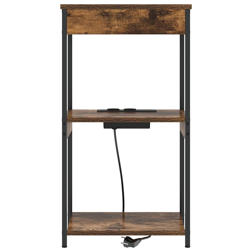 Table de nuit avec station de chargement Chêne fumé - XIOS