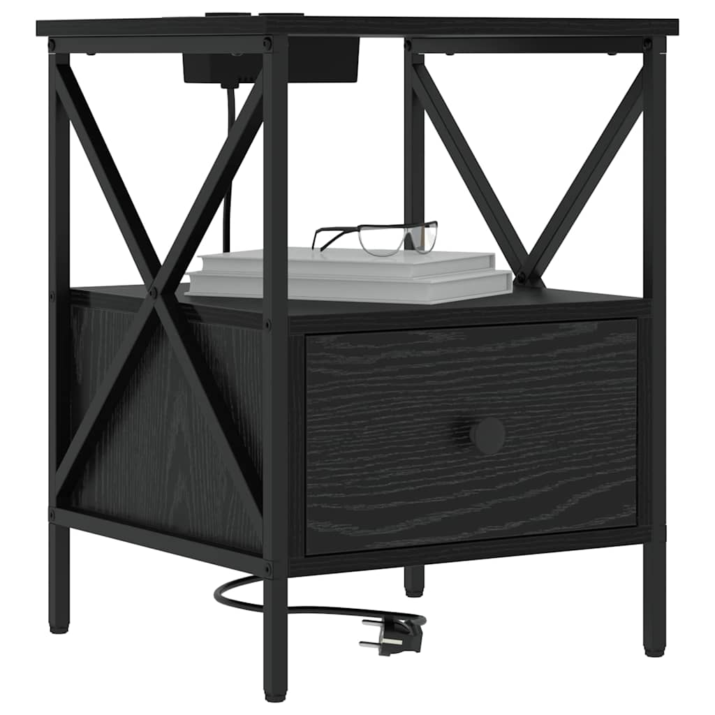 Cabinet de chevet avec tiroir Chêne noir 41.5 x 40.5 x 55 cm - XIOS