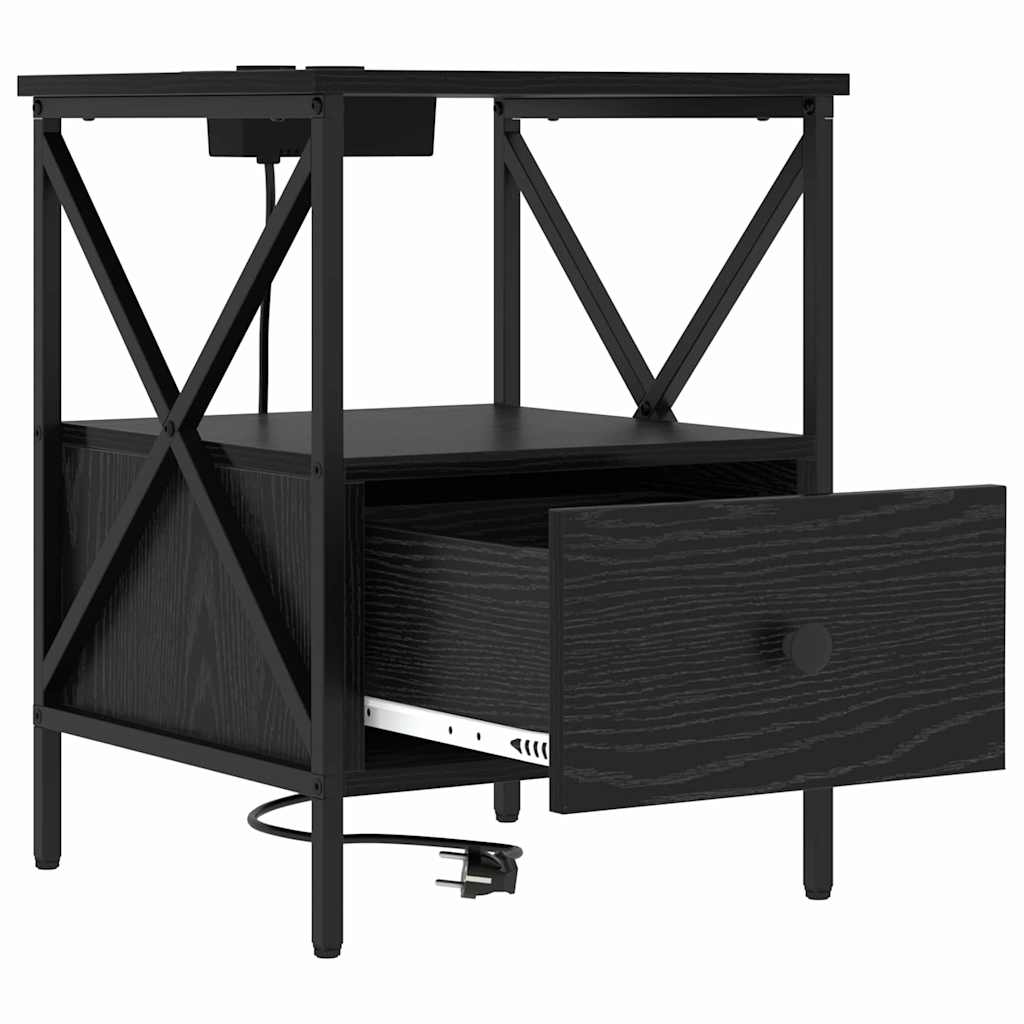 Cabinet de chevet avec tiroir Chêne noir 41.5 x 40.5 x 55 cm - XIOS