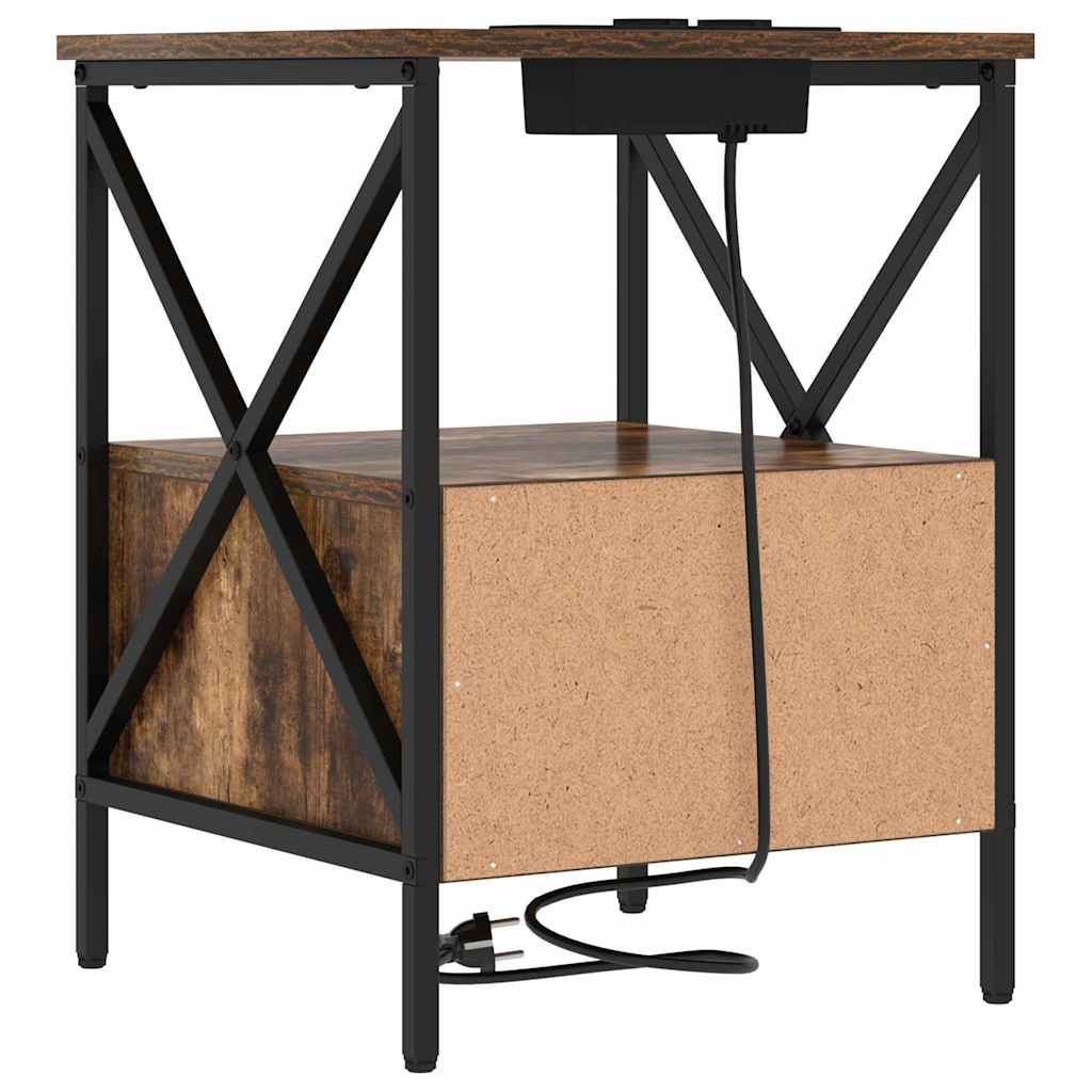 Cabinet de chevet avec tiroir Chêne fumé 41.5 x 40.5 x 55 cm - XIOS