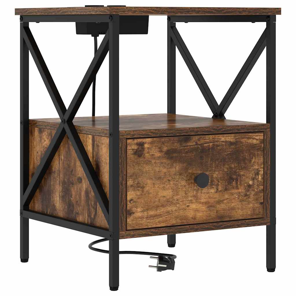 Cabinet de chevet avec tiroir Chêne fumé 41.5 x 40.5 x 55 cm - XIOS