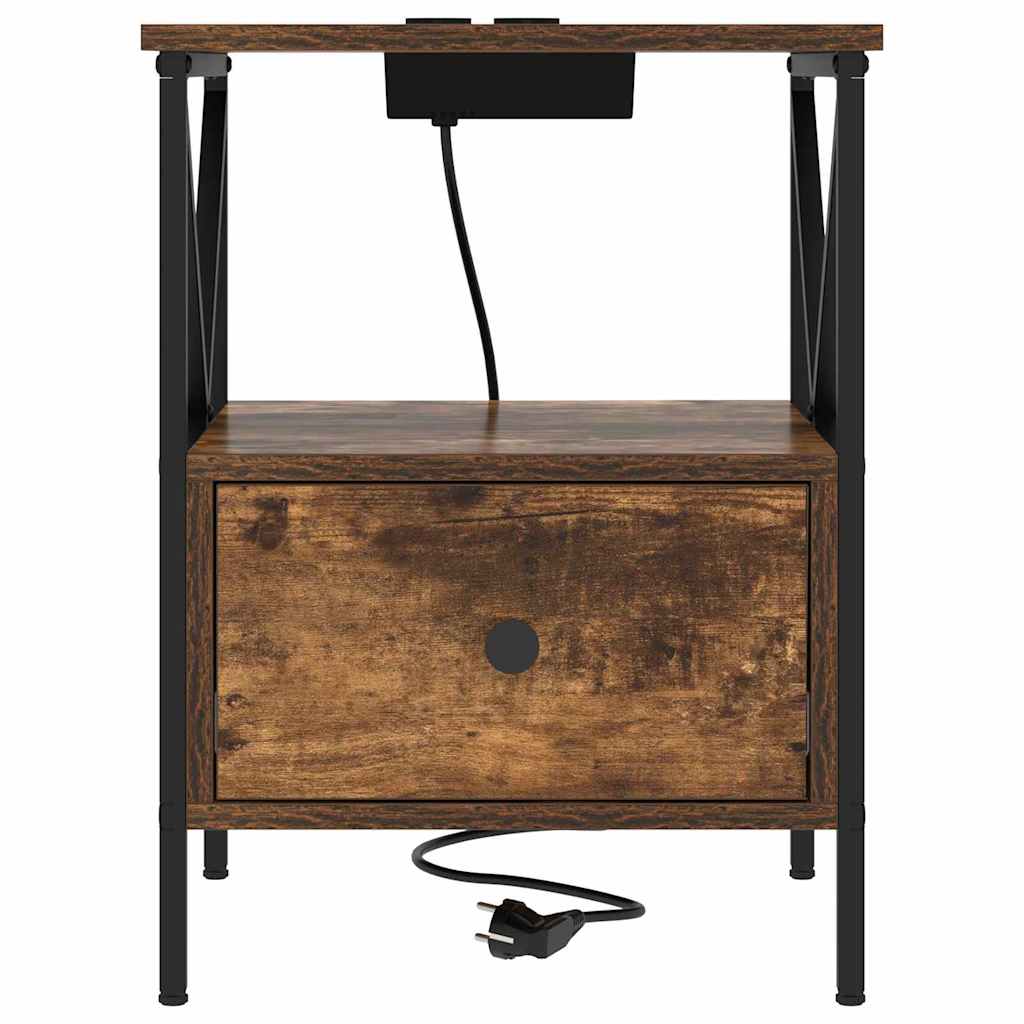 Cabinet de chevet avec tiroir Chêne fumé 41.5 x 40.5 x 55 cm - XIOS