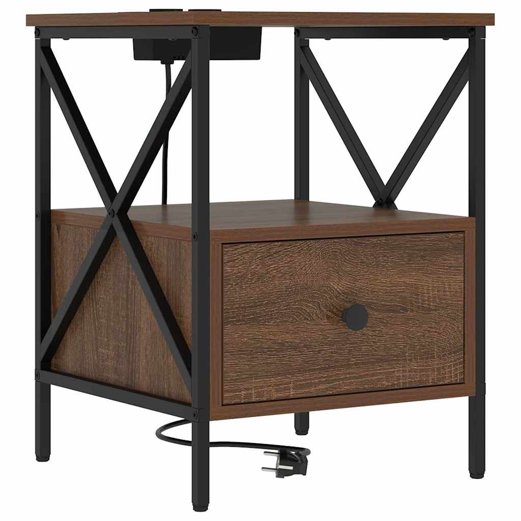 Cabinet de chevet avec tiroir Chêne marron 41.5 x 40.5 x 55 cm - XIOS