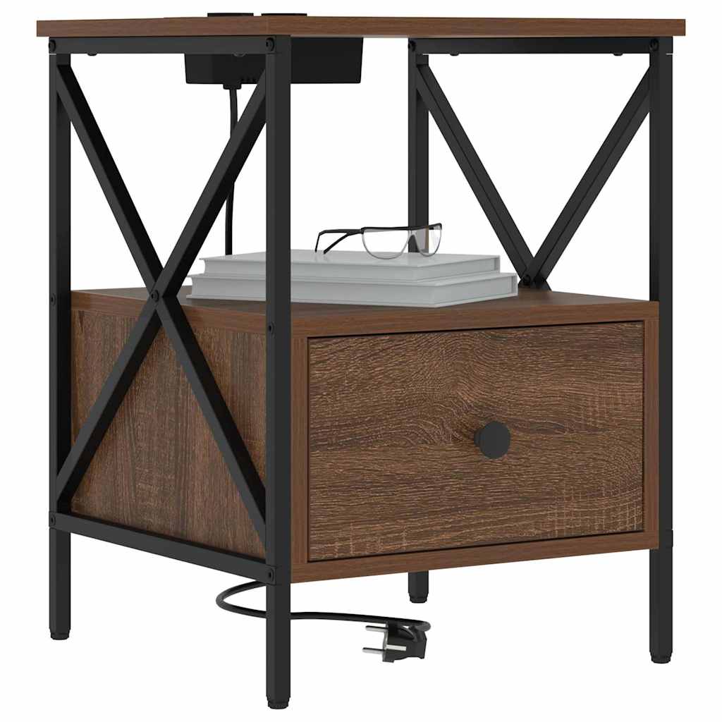 Cabinet de chevet avec tiroir Chêne marron 41.5 x 40.5 x 55 cm - XIOS