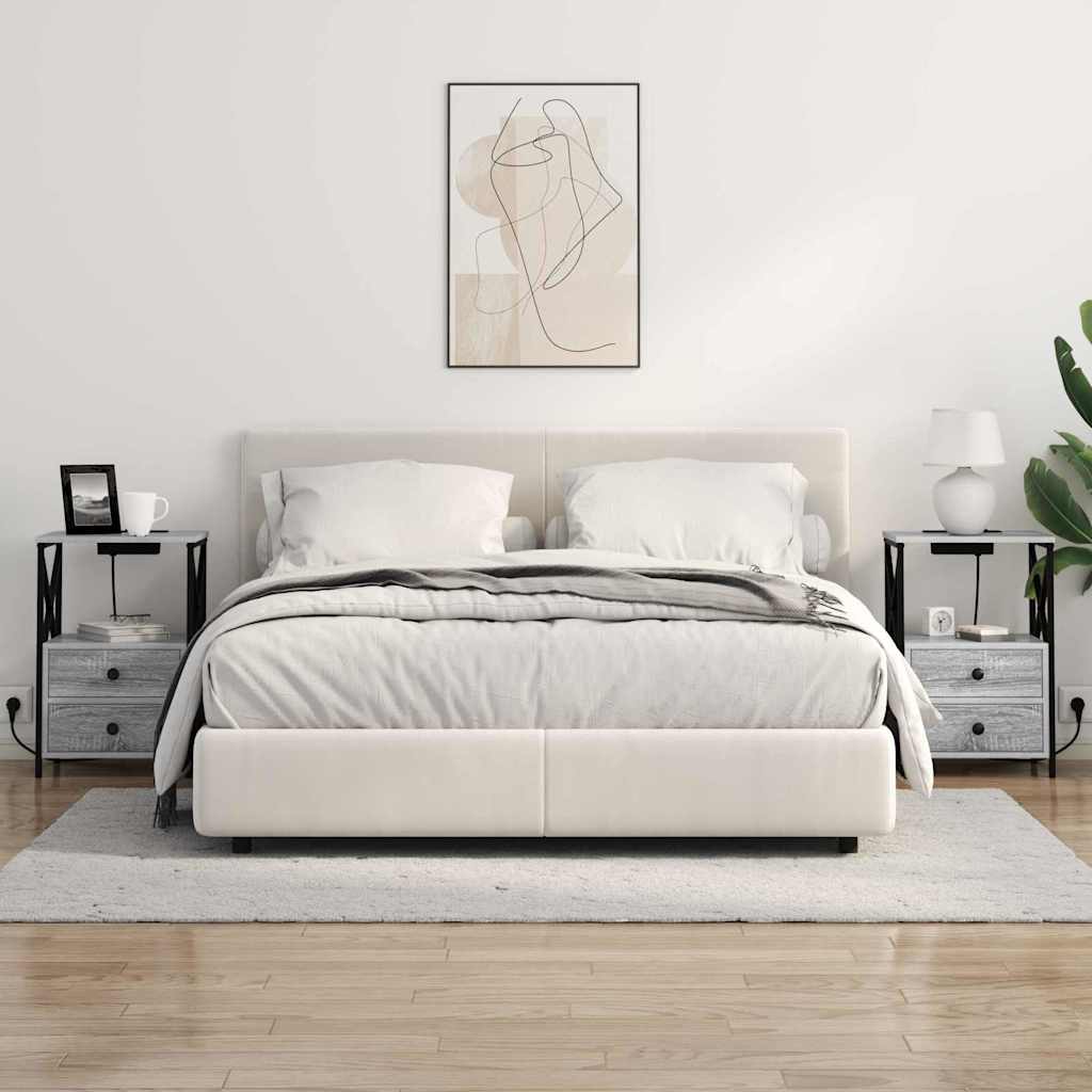 Table de nuit avec station de chargement Sonoma gris - XIOS