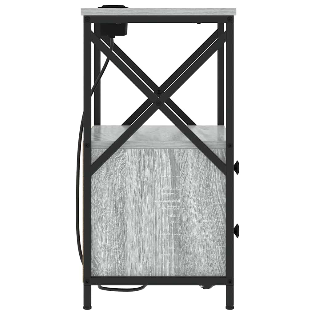 Table de nuit avec station de chargement Sonoma gris - XIOS