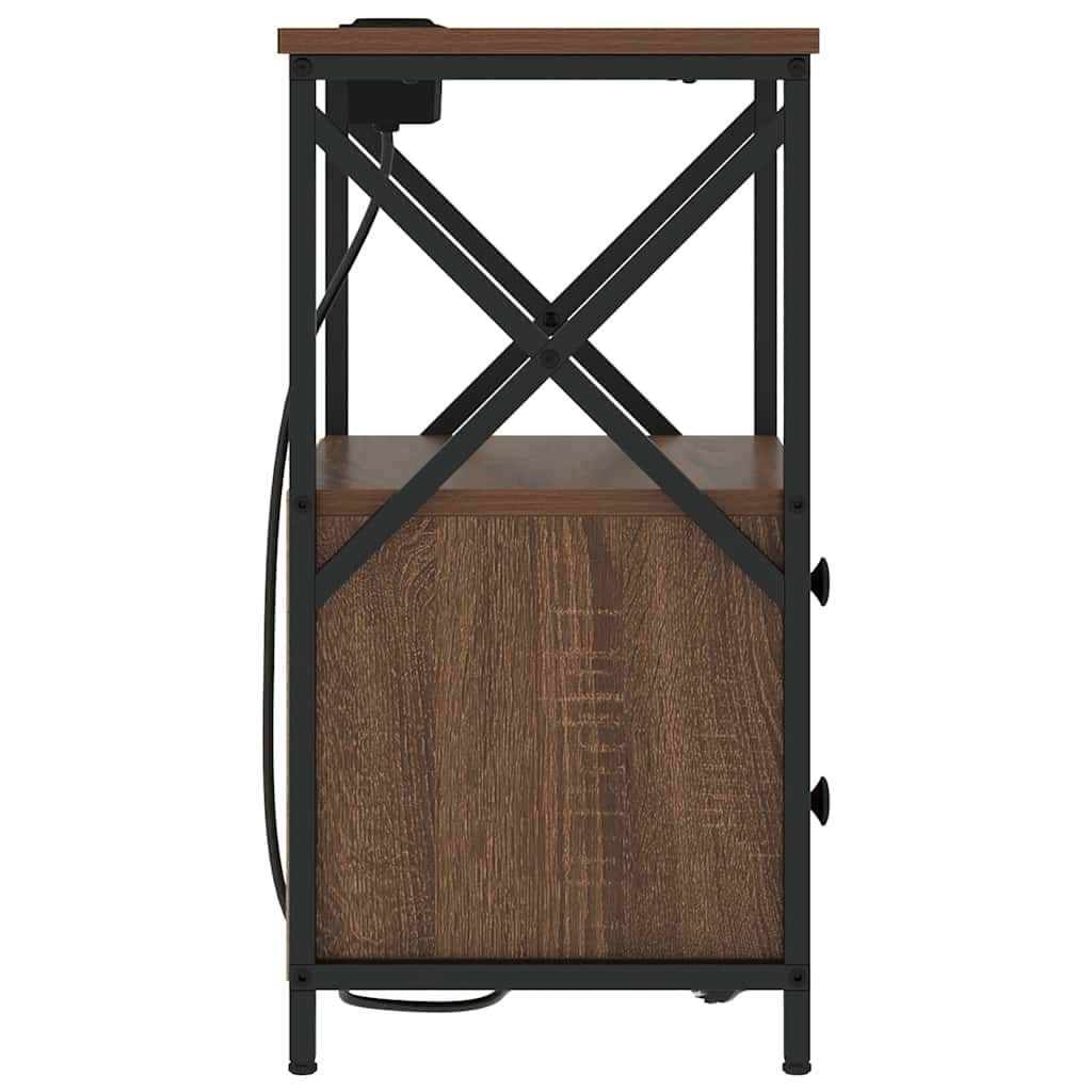 Table de nuit avec station de chargement Chêne marron - XIOS