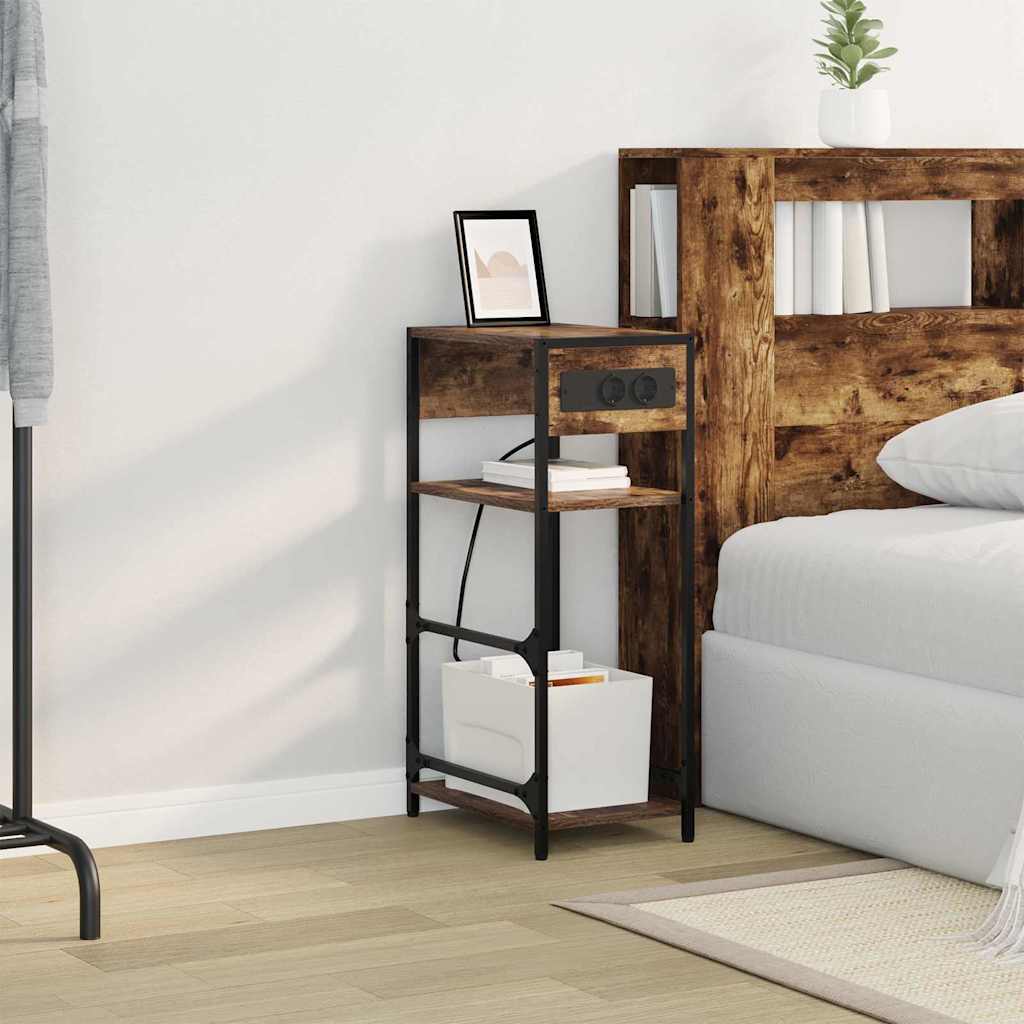 Cabinet de chevet Chêne fumé 40 x 27 x 76 cm Bois d'ingénierie - XIOS