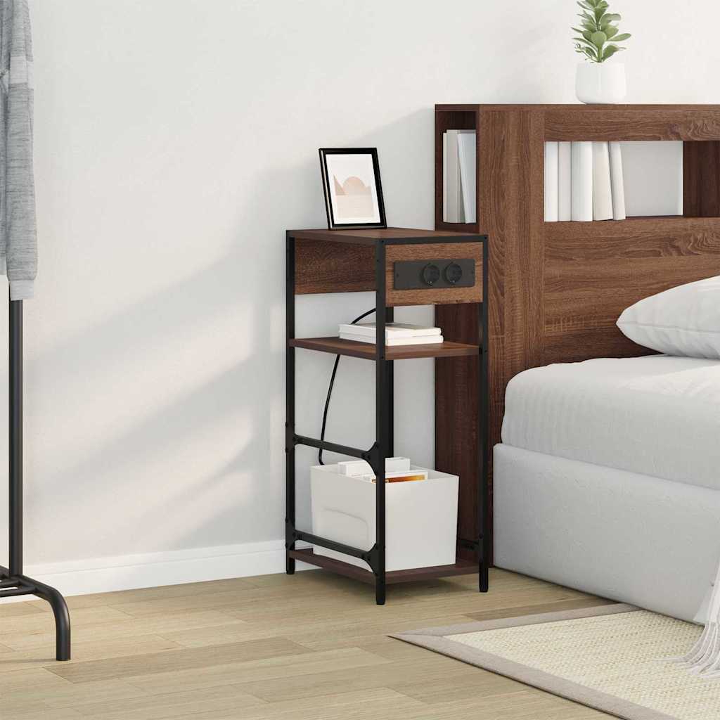 Cabinet de chevet avec tiroir Chêne marron 40 x 27 x 76 cm - XIOS