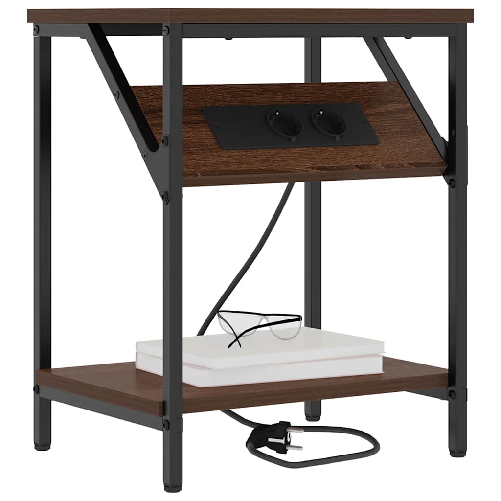 Table de chevet Chêne marron 38 x 30 x 48 cm Bois d'ingénierie - XIOS