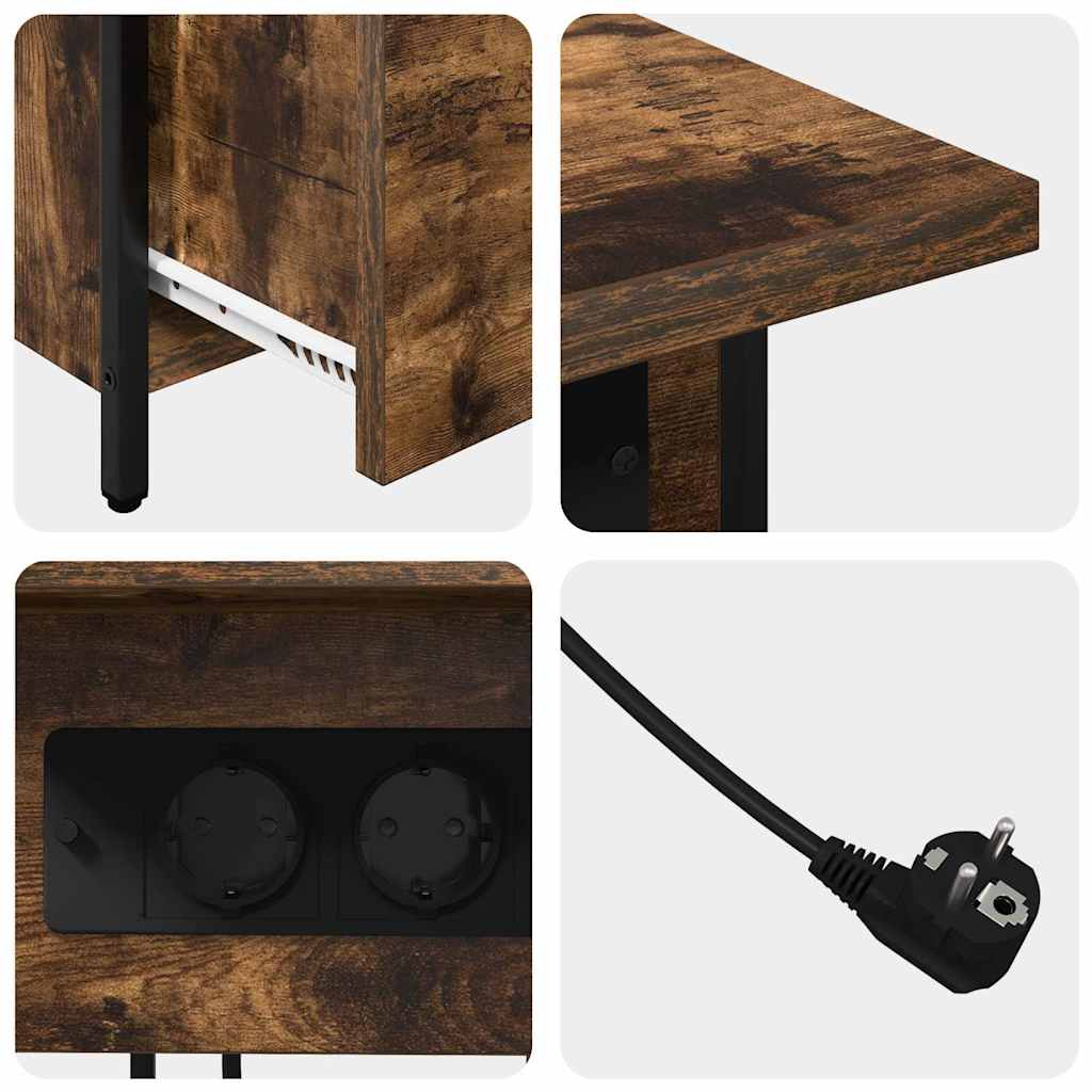 Cabinet de chevet Chêne fumé 60 x 30 x 61 cm Bois d'ingénierie - XIOS